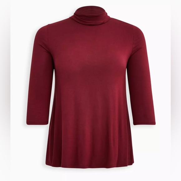 Torrid- Super Soft Turtleneck Swing Short Sleeve Tee - Picture 3 of 8